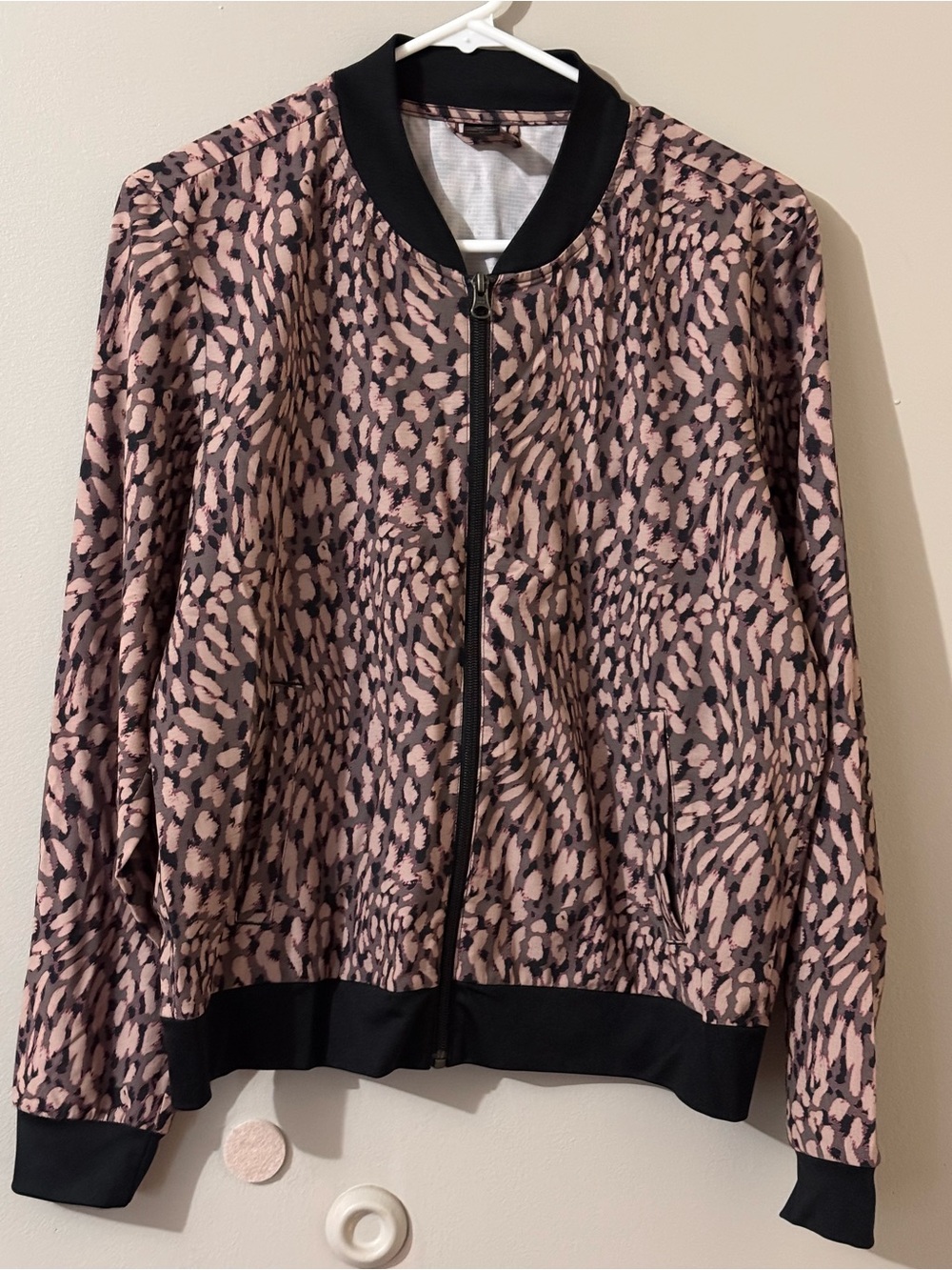 Skechers Pink Patterned Bomber Jacket with Black Trim